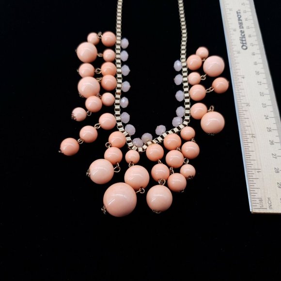 Womens Drop Vintage Style Necklace 18" to 21" Long Metal Peach Waterfall Bead - Picture 5 of 8